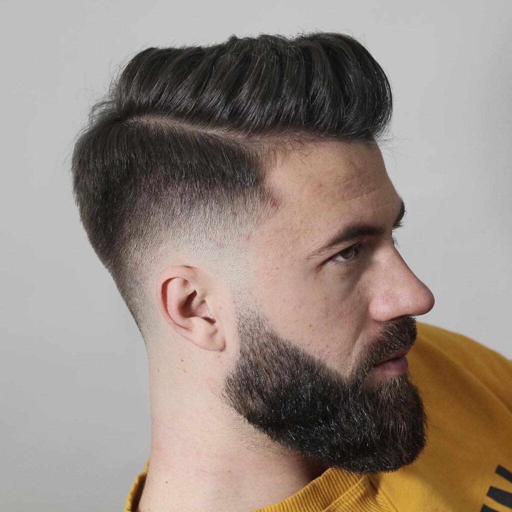 80 Men Hairstyles For Round Face-Natural Part and Low Fade