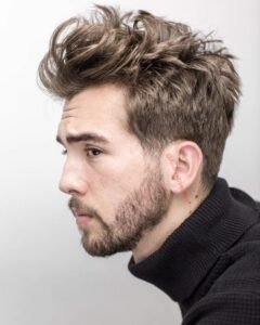 80 Men Hairstyles For Round Face-Choppy Top