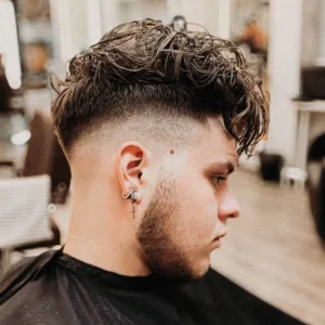 80 Men Hairstyles For Round Face-Low Fade and Fluffy Curls
