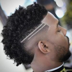 Short black men’s haircut-Faux Hawk Fade