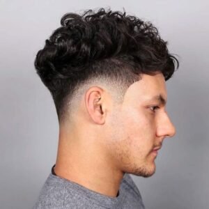 80 Men Hairstyles For Round Face-Pocky layered Brush Up with Skin Fade