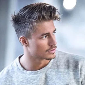 80 Men Hairstyles For Round Face-Mohawked Fluffy Brush-Up