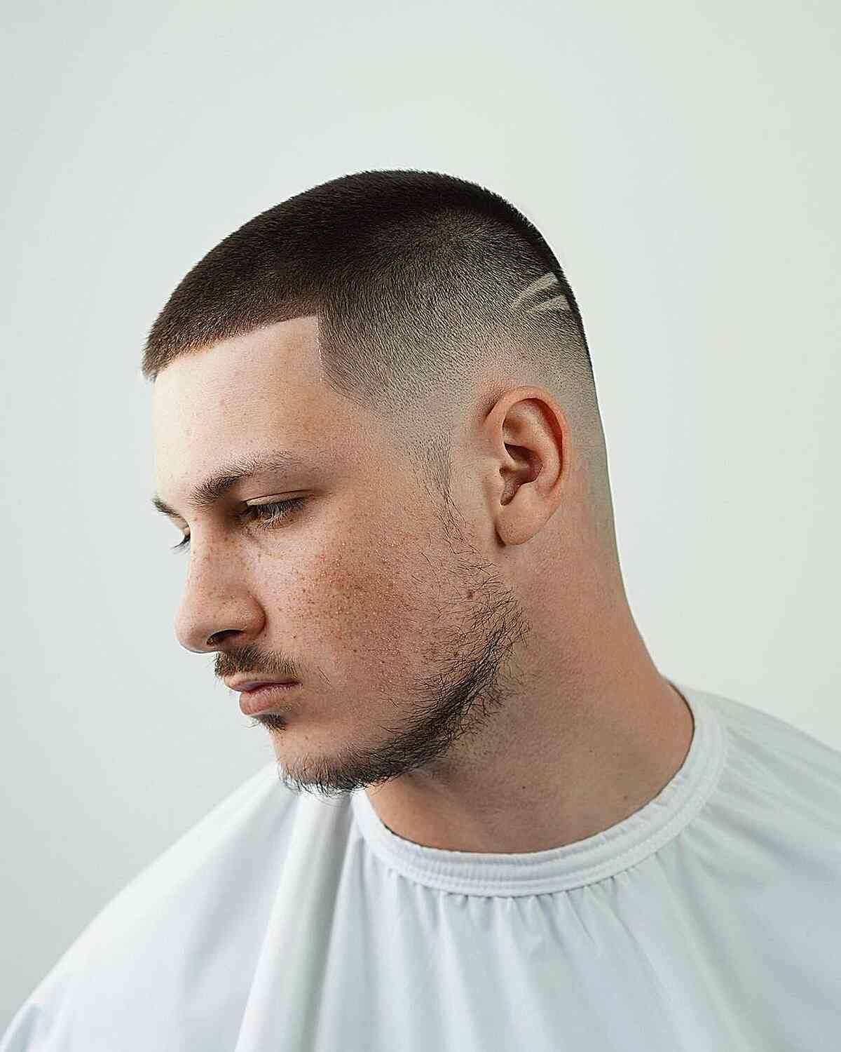80 Men Hairstyles For Round Face-Neat Buzz Cut Always Works