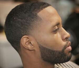 Short black men’s haircut-Skin Blur with Waves
